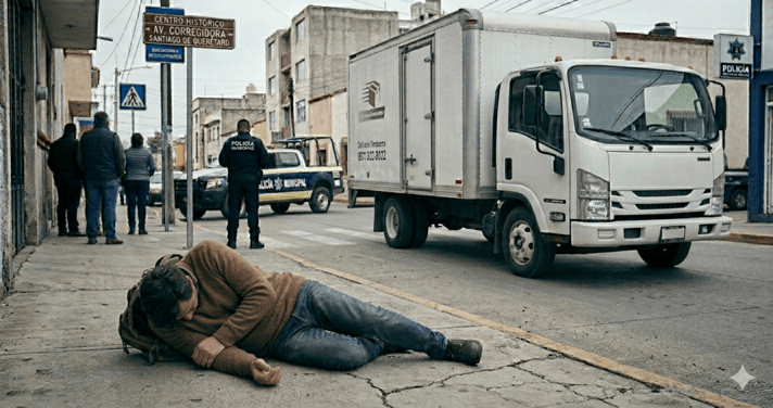 Transportista golpea a ciudadano en Querétaro tras fingir falla mecánica
