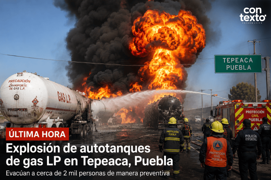 Impactante explosión de autotanques en Puebla obliga a evacuar hospital, escuelas y viviendas