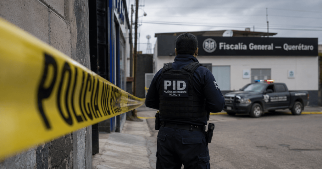 Escena institucional con cinta de acordonamiento policial tras homicidio de joven en Santa Rosa Jáuregui, Querétaro